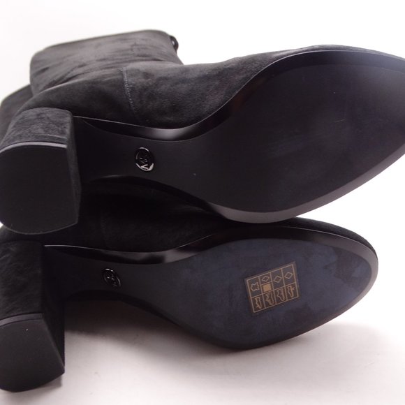 MICHAEL KORS MK Remi Suede Rabbit Fur Pom Pom Block Heel New In Box Size 8 - Picture 6 of 6